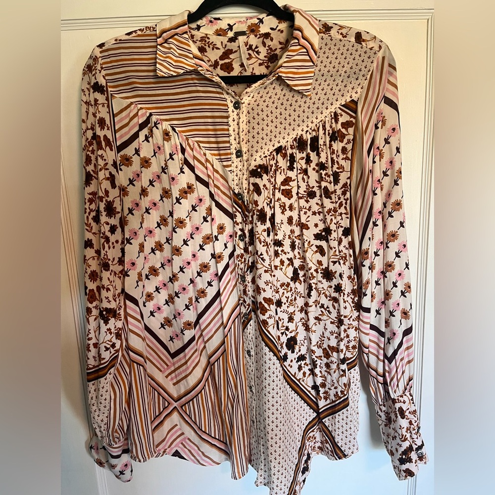 Free People Floral Button Down Blouse